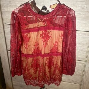 Red Lace Blouse